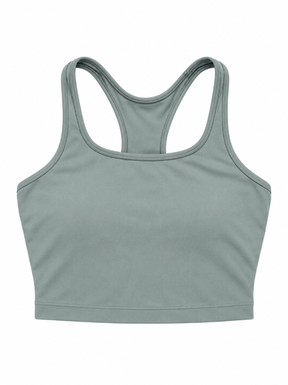 Sage Gray Racerback Longline Sports Bra Workout Crop Tank Top